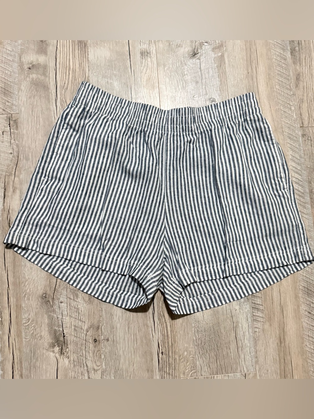 Old Navy Blue & White Striped High-Waist Shorts